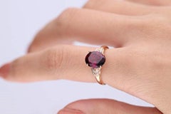 Gin & Grace 10K Rose Gold Purplish Pink Natural Garnet Diamond Ring