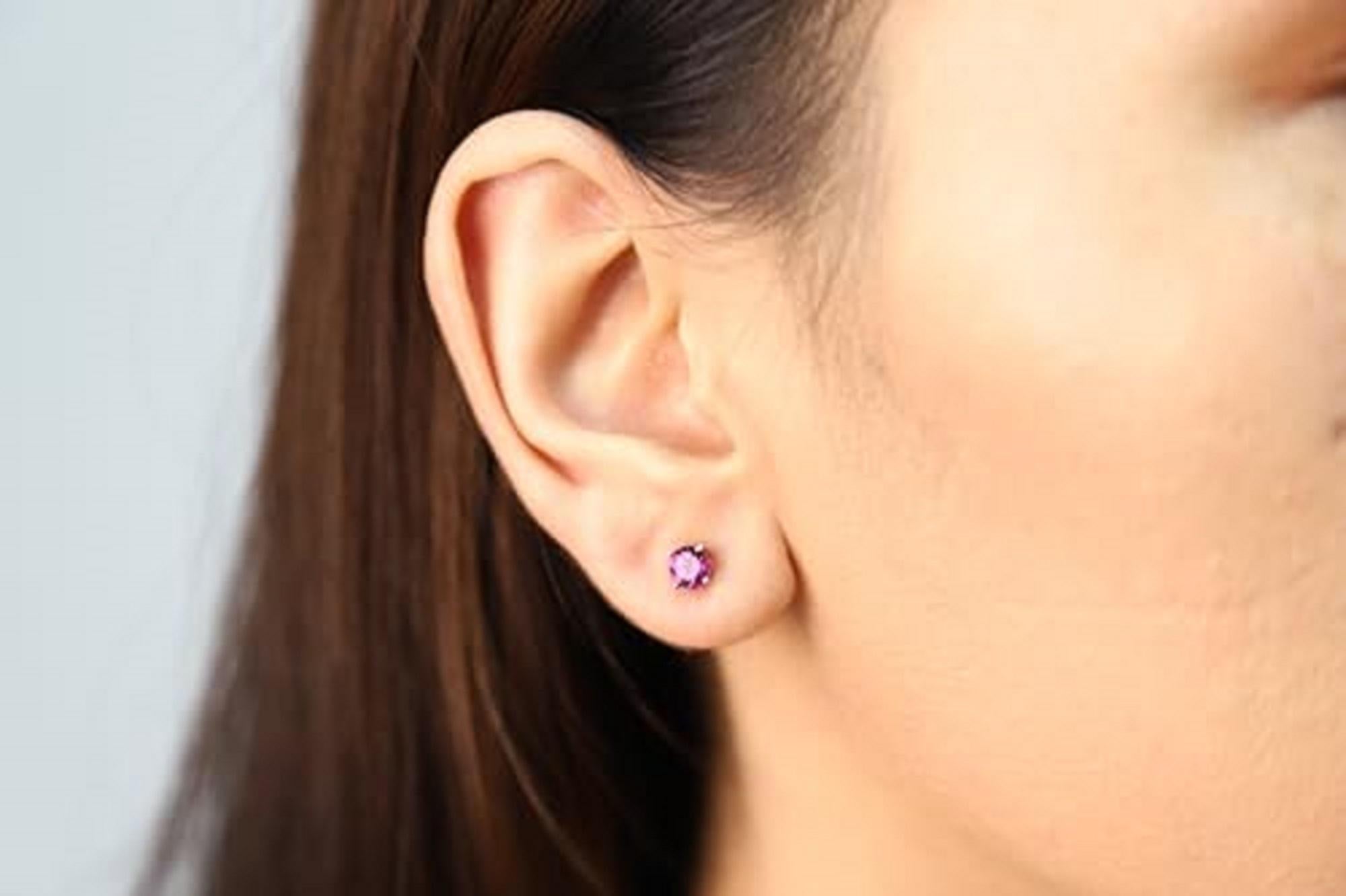 Stunning, timeless and classy eternity Unique Earring. Decorate yourself in luxury with this Gin & Grace Earring. The 10K Rose Gold jewelry boasts Round-Shape Prong Setting Purplish Pink Natural Garnet (2 pcs) 1.19 Carat, accent stones for a lovely