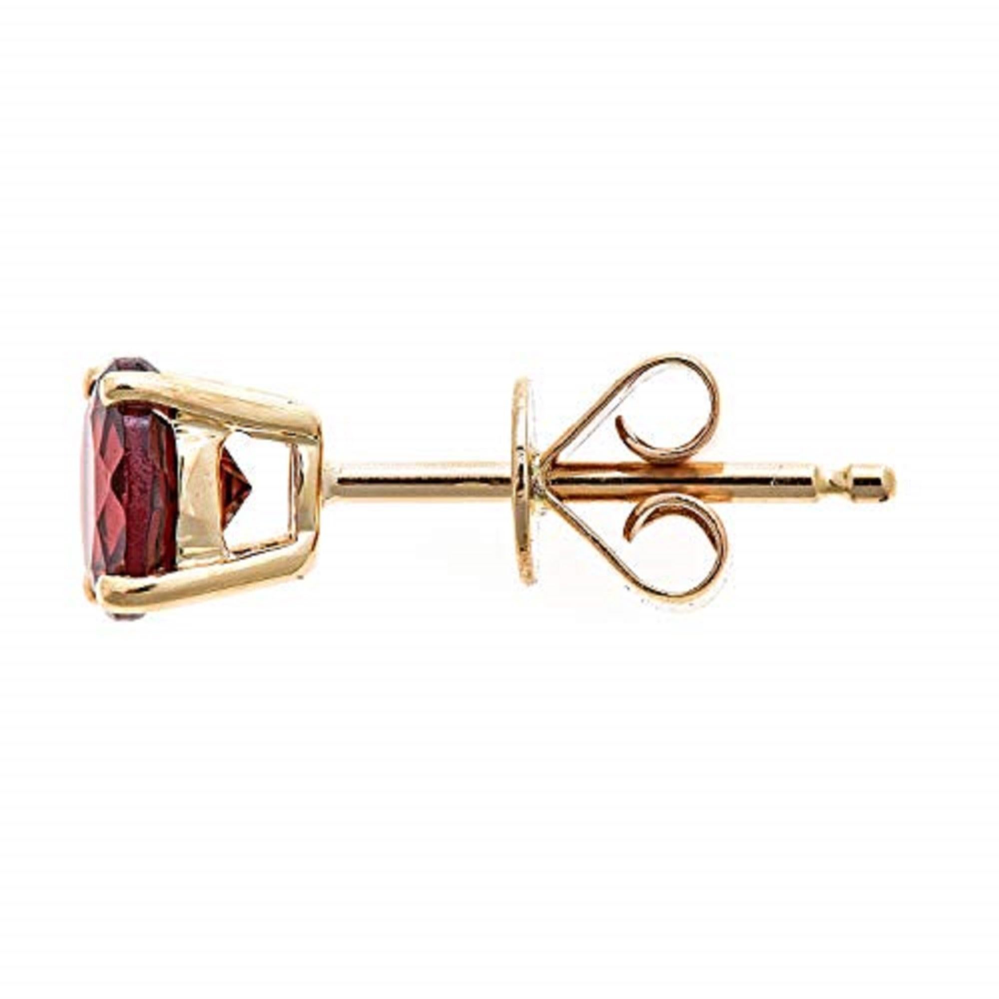 Art Deco Gin & Grace 10K Rose Gold Purplish Pink Natural Garnet Stud Earring for Women For Sale