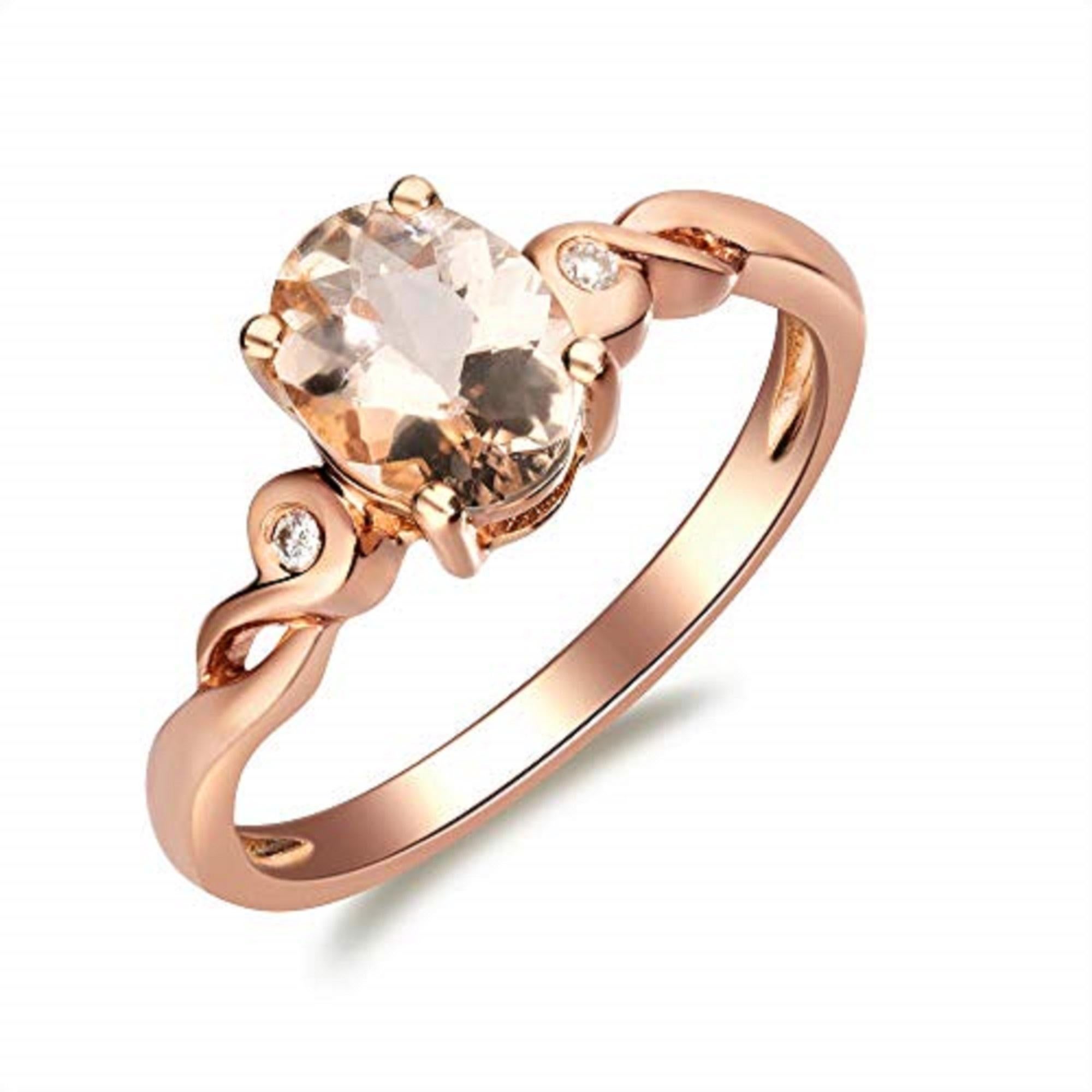 Art Deco Gin & Grace 10K Rose Gold Real Diamond Anniversary Engagement Ring