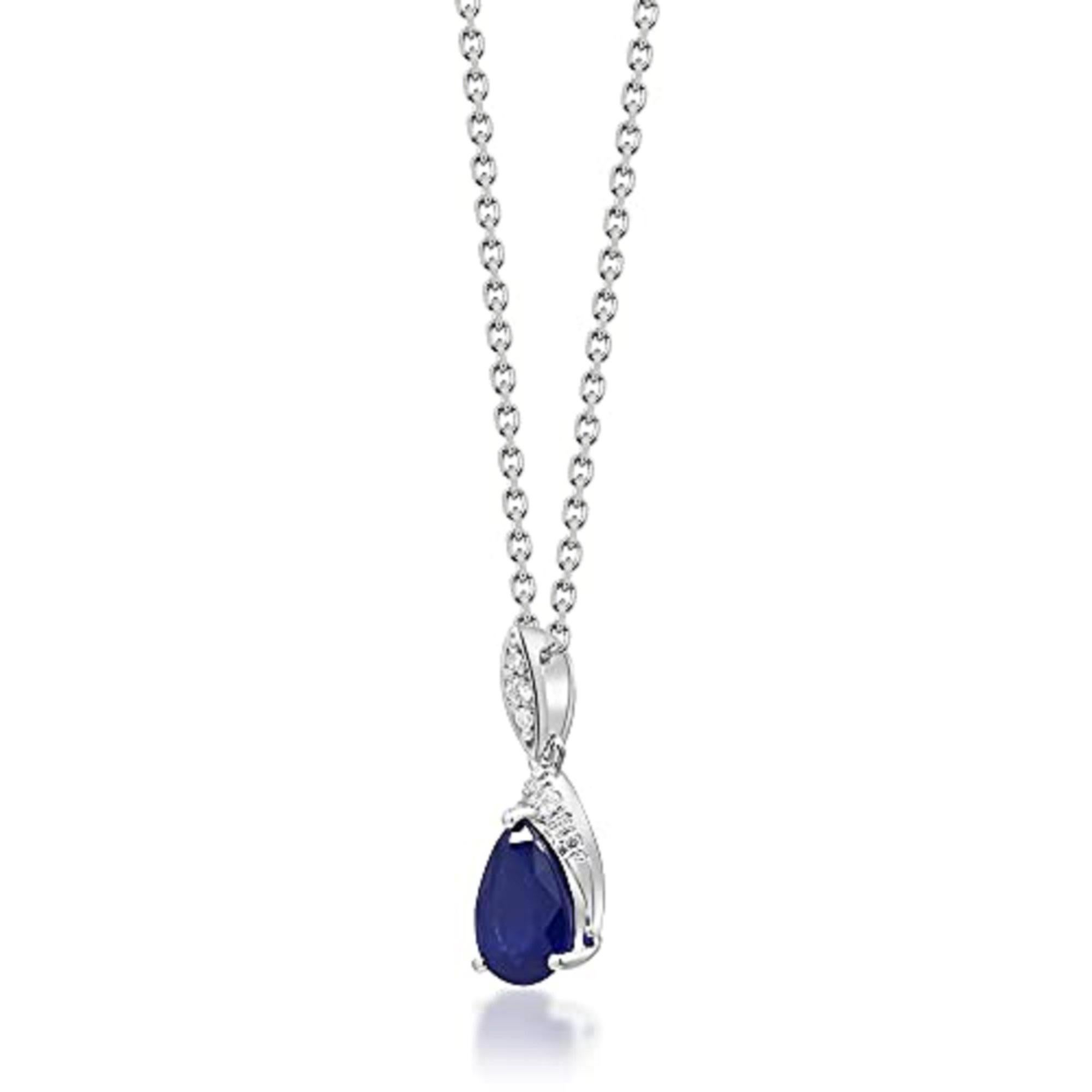Art Deco Gin & Grace 10K White Gold Genuine blue Sapphire Pendant with Diamonds for women For Sale