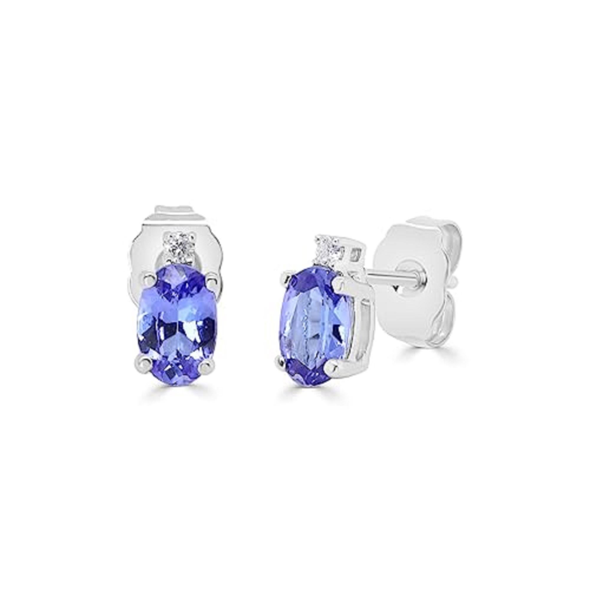 Art Déco Gin & Grace - Orecchini di tanzanite autentica in oro bianco 10K con diamanti per donna in vendita