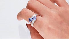 Gin & Grace 10K White Gold Genuine Tanzanite Ring with Diamonds for women