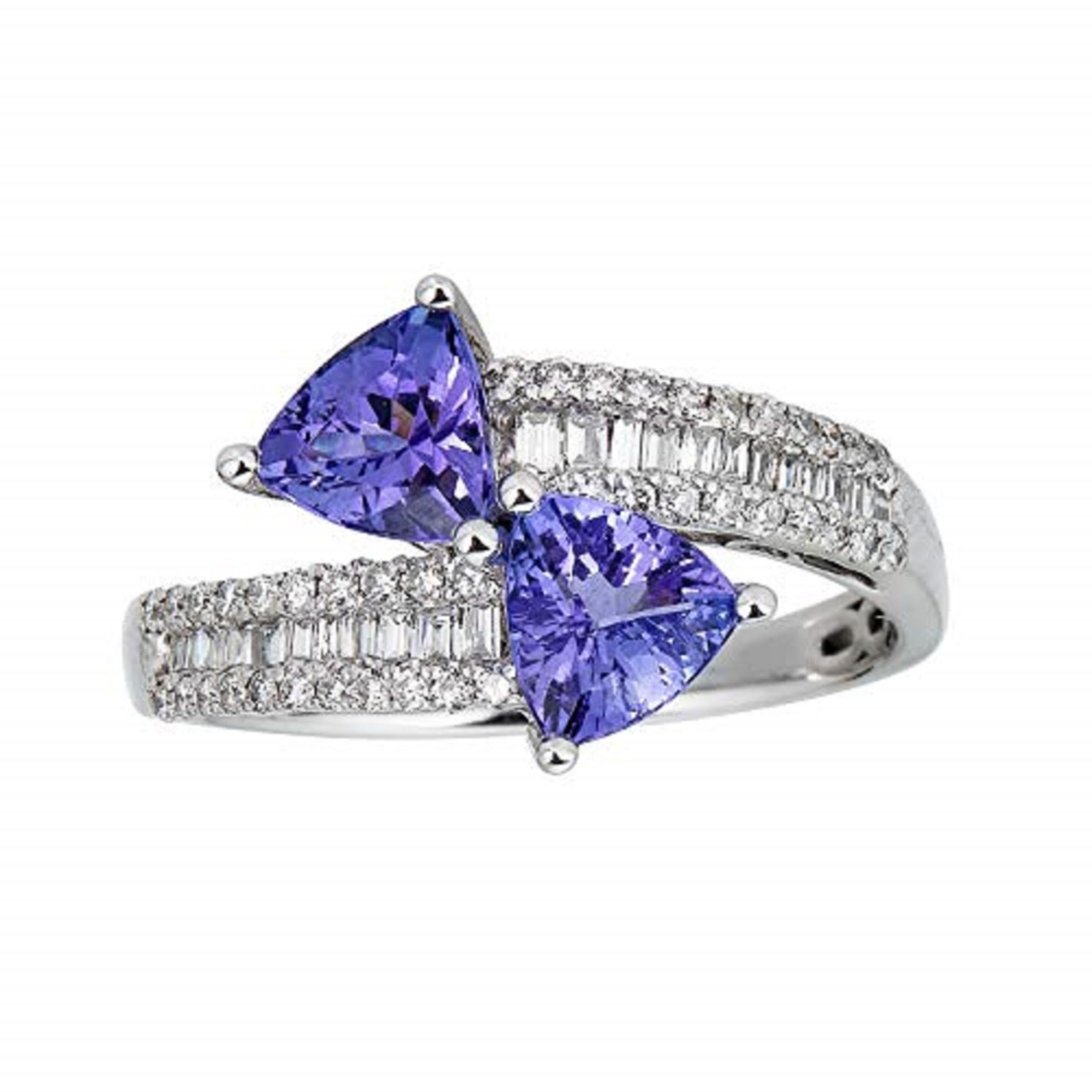 Gin & Grace 10K White Gold Genuine Tanzanite Ring with Diamonds for women  For Sale