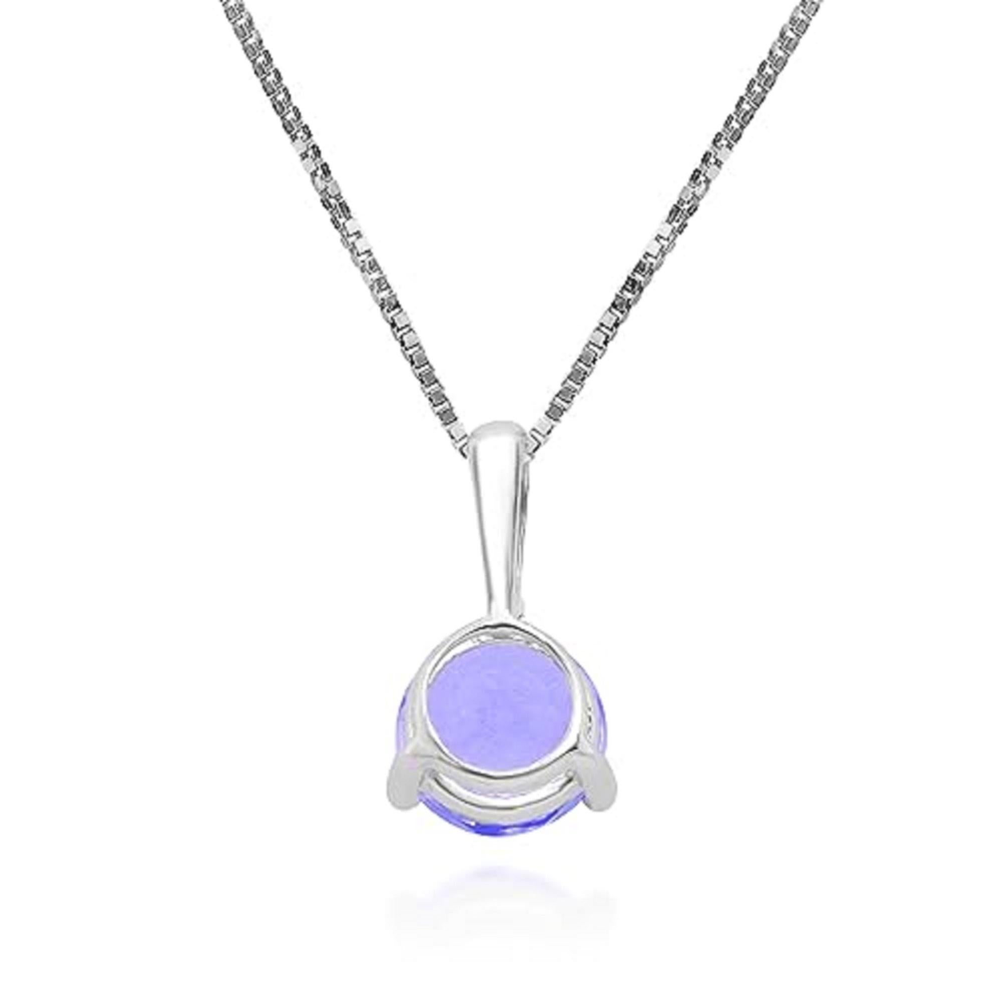 Round Cut Gin & Grace 10K White Gold Mozambique Genuine Tanzanite Pendant for women For Sale