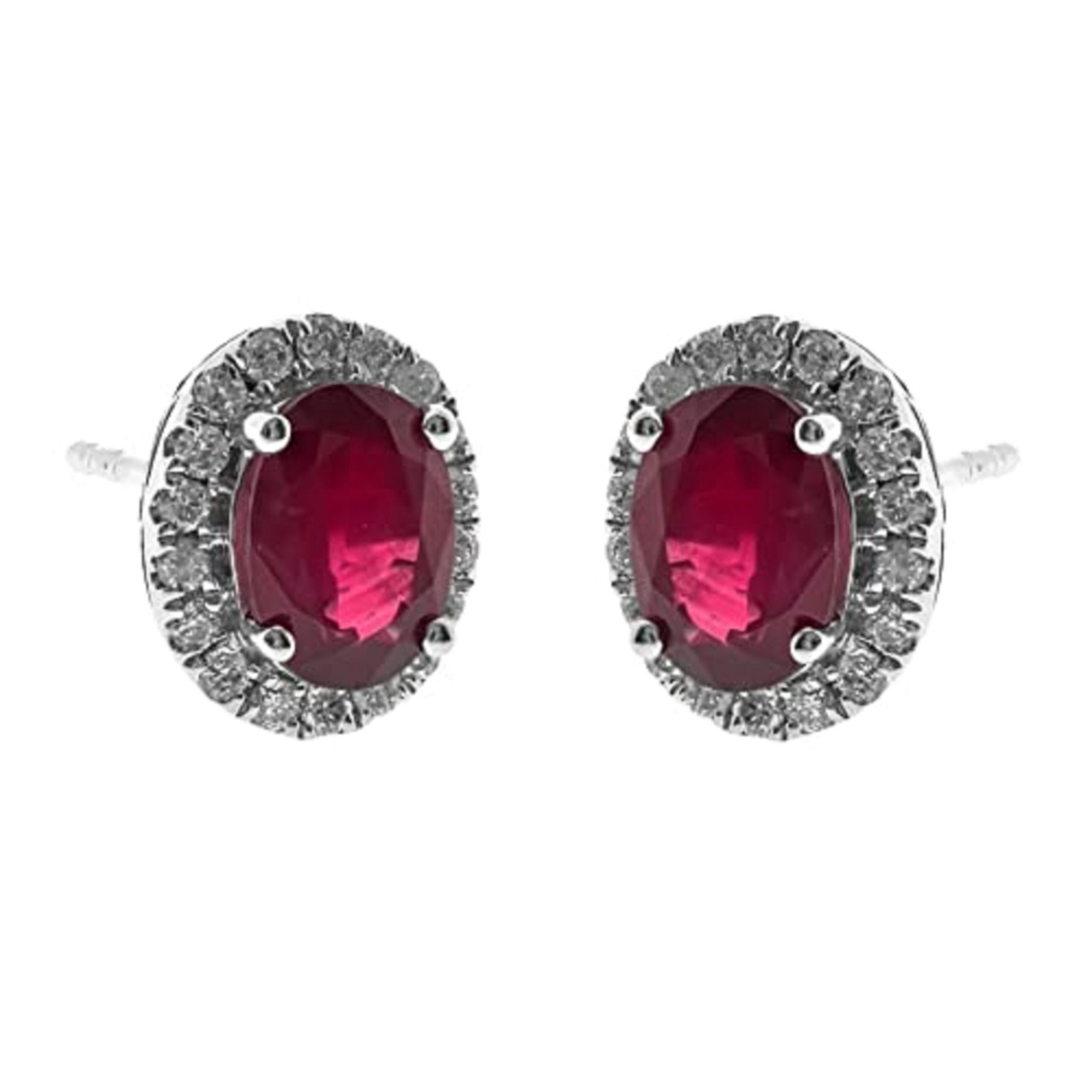 Art Deco Gin & Grace 10K White Gold Mozambique Ruby Earrings with Diamonds for women For Sale