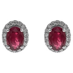 Gin & Grace 10K White Gold Mozambique Ruby Earrings with Diamonds for women