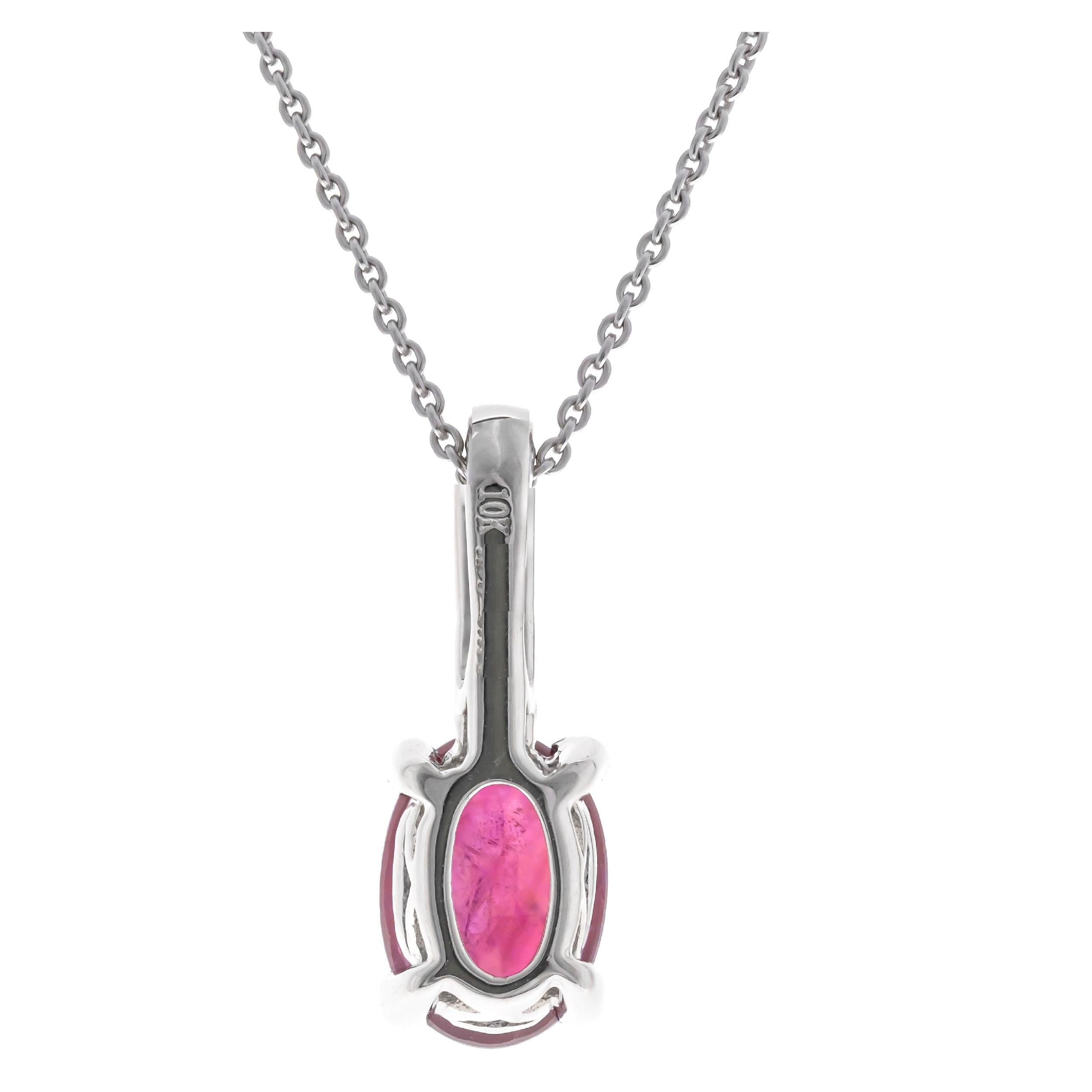 Art Deco Gin & Grace 10K White Gold Mozambique Ruby Pendant with Diamonds for women For Sale