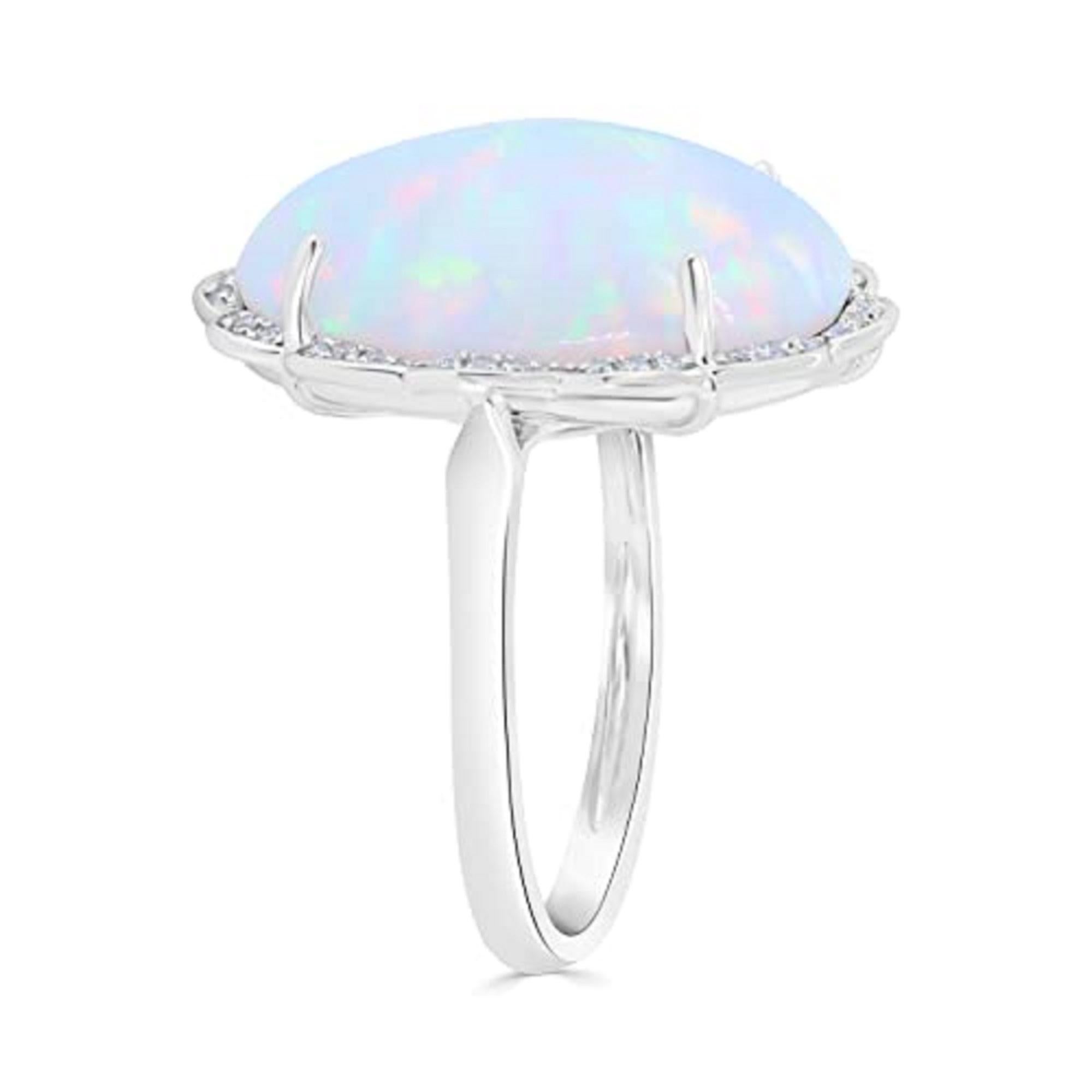 Art Deco Gin & Grace 10K White Gold Natural Ethiopian Opal Ring with Diamonds for women For Sale