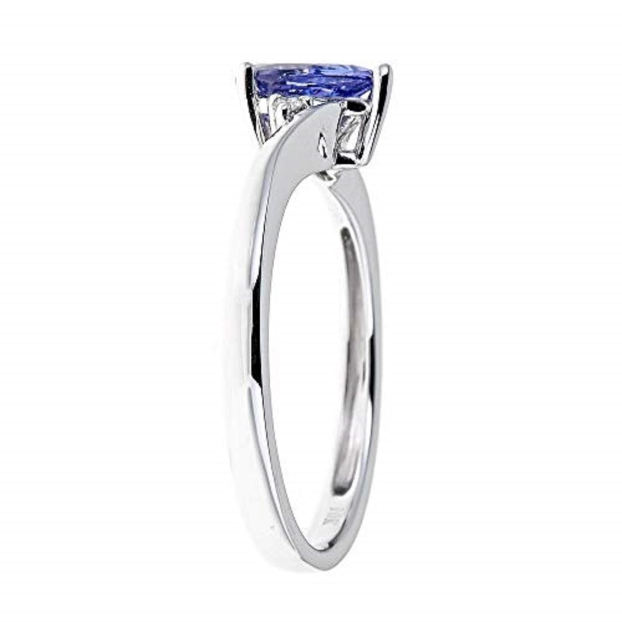 Art Deco Gin & Grace 10K White Gold Tanzanite Promise Ring with Diamonds for women For Sale