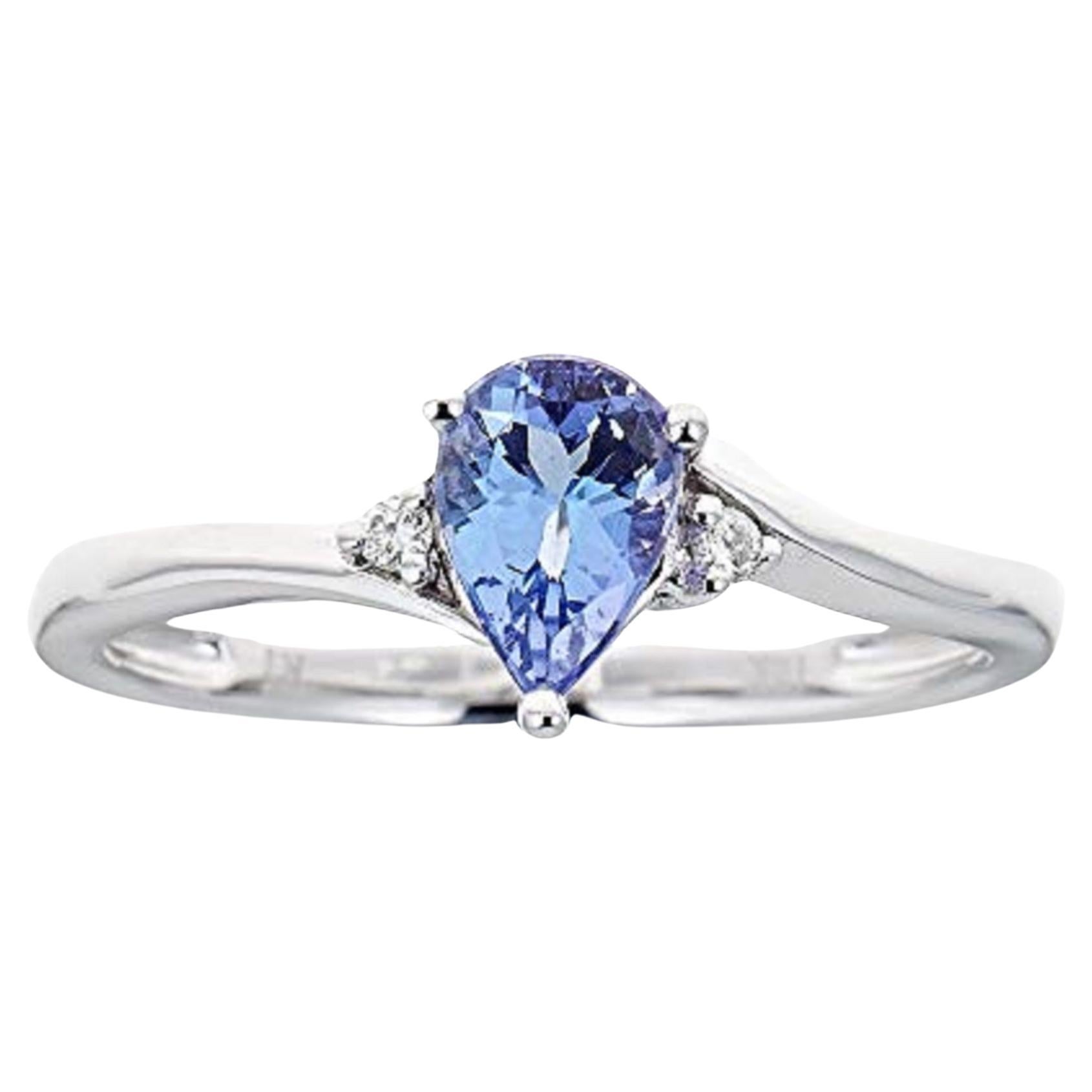 Gin & Grace 10K White Gold Tanzanite Promise Ring with Diamonds for women For Sale