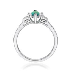 Gin & Grace 10K White Gold Zambian Emerald Ring with Natural Diamonds for Women