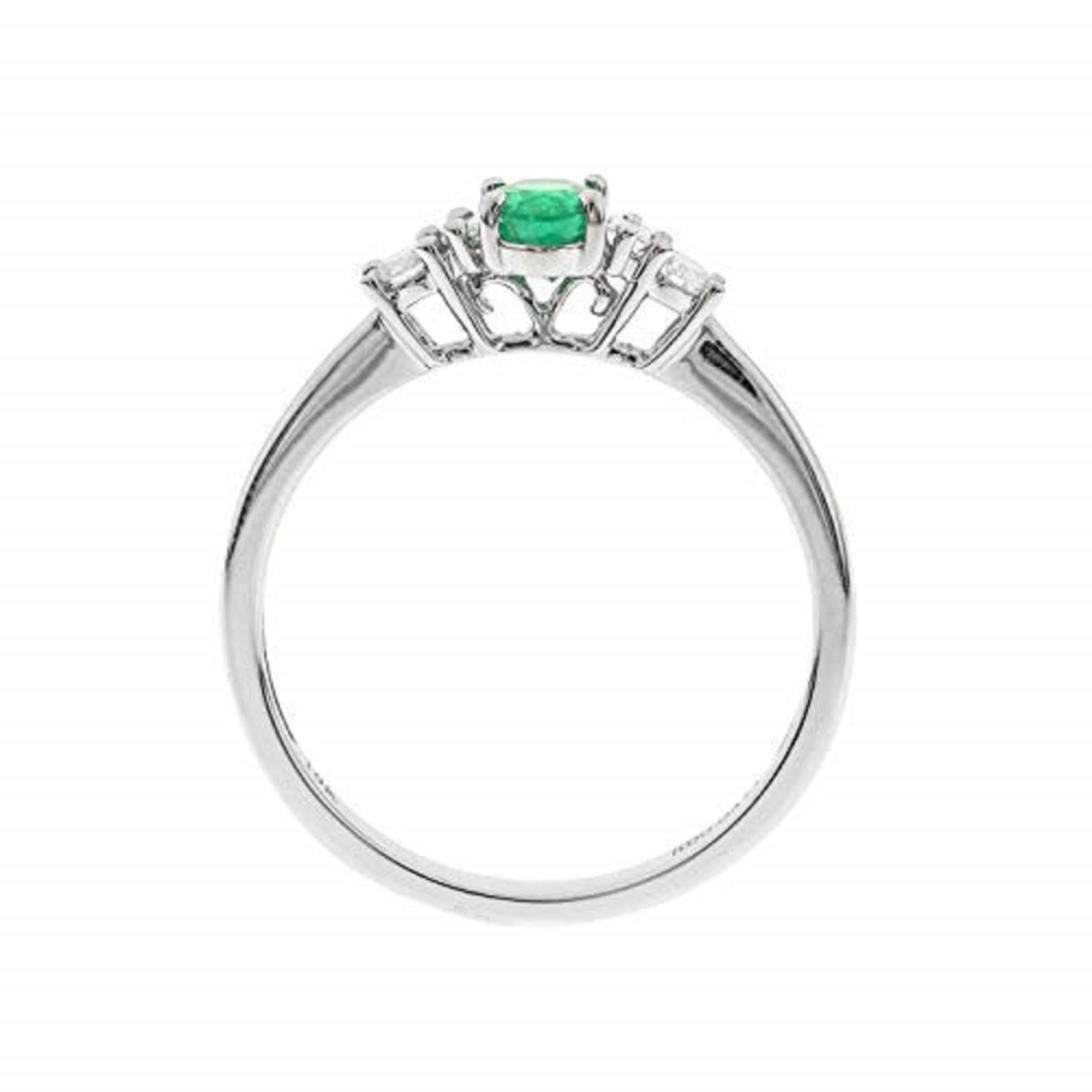 Art Deco Gin & Grace 10K White Gold Zambian Emerald Ring with Natural Diamonds for Women For Sale
