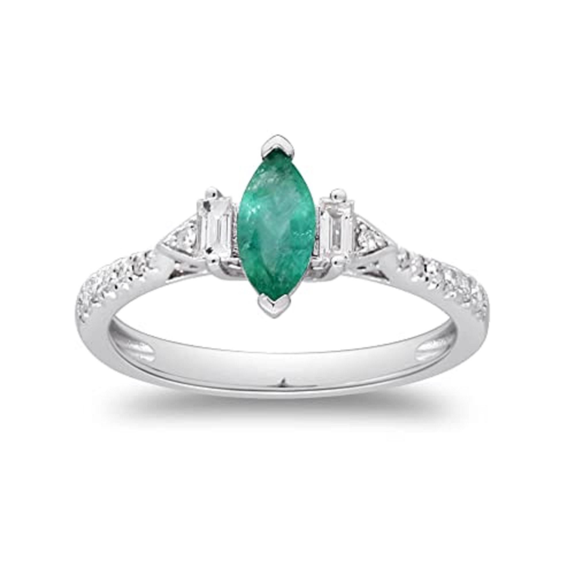 Gin & Grace 10K White Gold Zambian Emerald Ring with Natural Diamonds for Women In New Condition For Sale In New York, NY