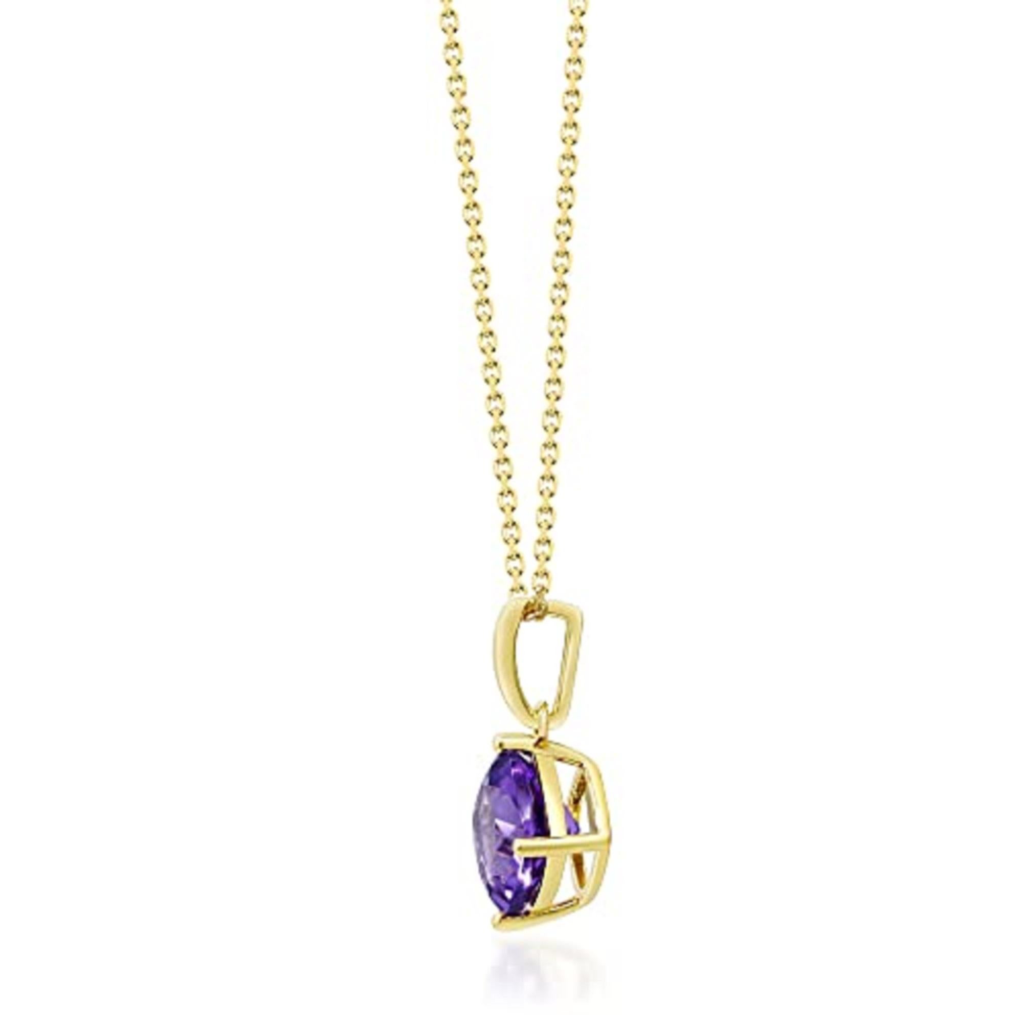 Cushion Cut Gin & Grace 10K Yellow Gold Amethyst Cushion With Natural Diamond Pendant For Sale
