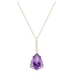 Gin & Grace 10K Yellow Gold Genuine Amethyst Pendant with Diamonds for women