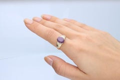 Gin & Grace 10K Yellow Gold Genuine Opaque Ruby Ring with Diamonds for Women