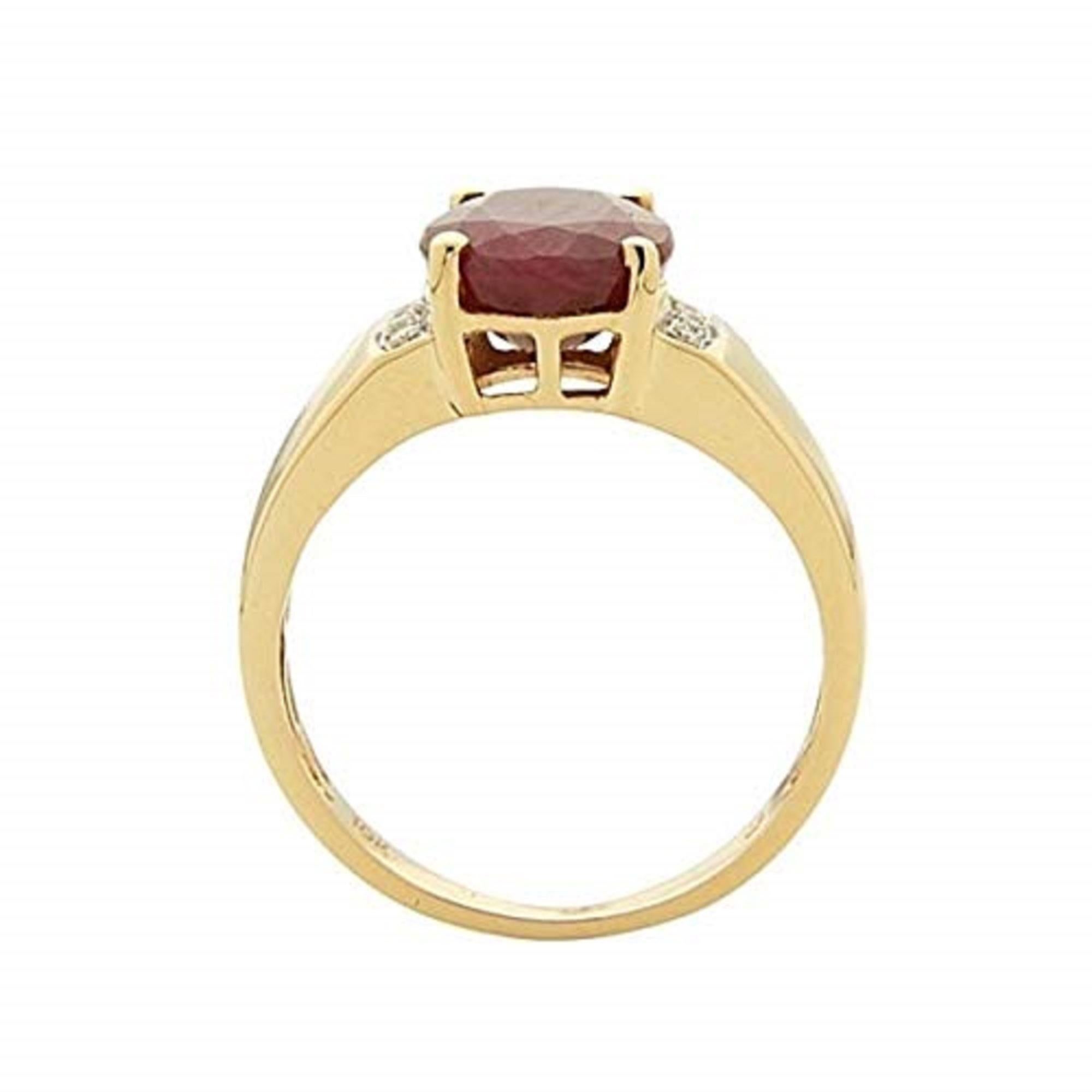 Art Deco Gin & Grace 10K Yellow Gold Genuine Opaque Ruby Ring with Diamonds for Women For Sale