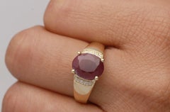 Gin & Grace 10K Yellow Gold Genuine Ruby Ring with Diamonds