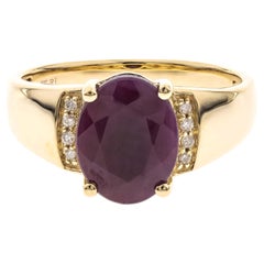 Gin & Grace 10K Yellow Gold Genuine Ruby Ring with Diamonds