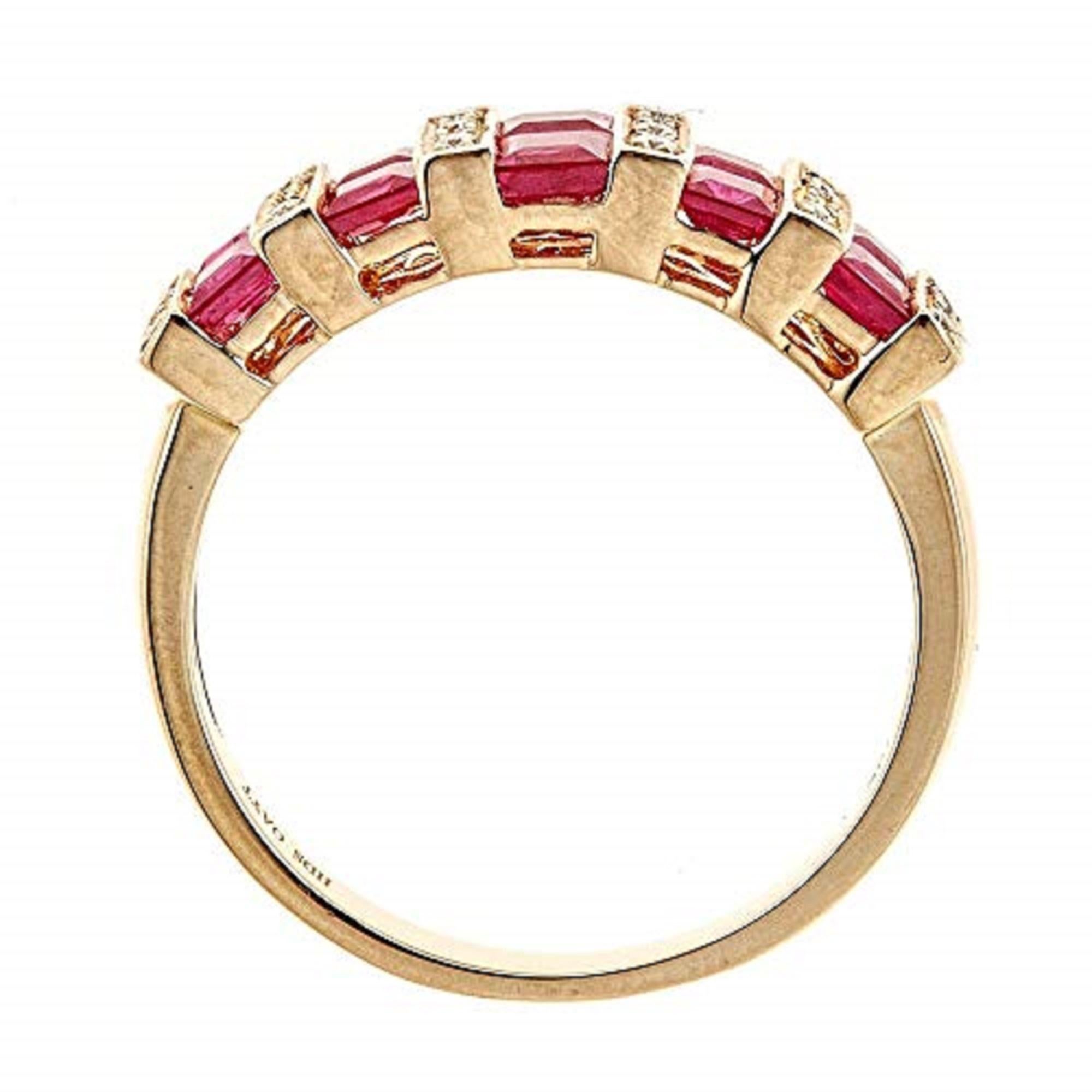Stunning, timeless and classy eternity Unique ring. Decorate yourself in luxury with this Gin & Grace ring. This ring is made up of 3mm Square-Cut Channel Setting Genuine Ruby (2pcs) 0.39 Carat, 2.5mm Square-Cut Channel Setting Genuine Ruby (8pcs)