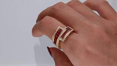 Gin & Grace 10K Yellow Gold Mozambique Genuine Ruby Ring with Diamonds for women