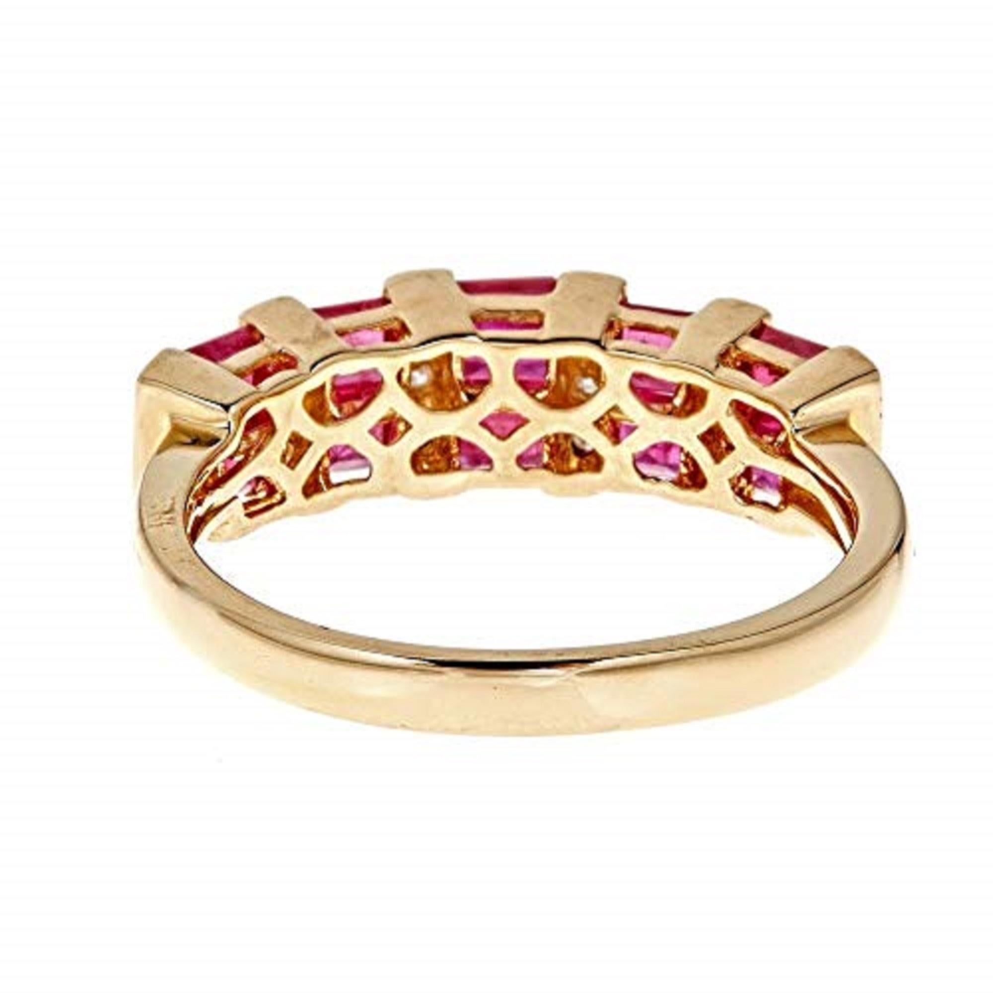 Art Deco Gin & Grace 10K Yellow Gold Mozambique Genuine Ruby Ring with Diamonds for women For Sale