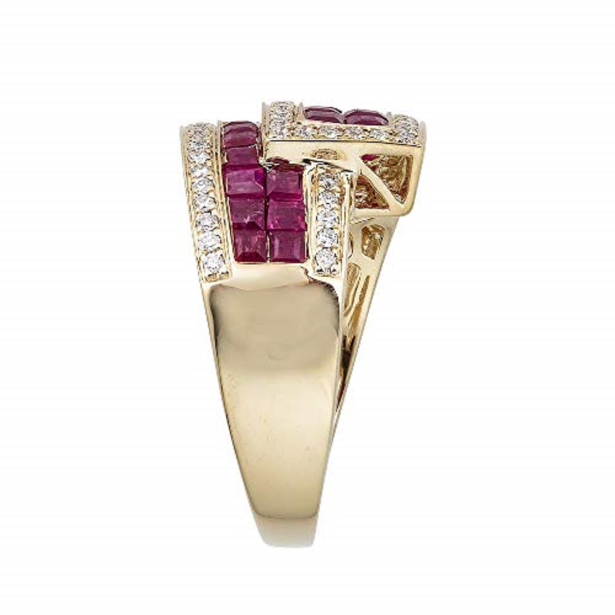 Art Deco Gin & Grace 10K Yellow Gold Mozambique Genuine Ruby Ring with Diamonds for women For Sale