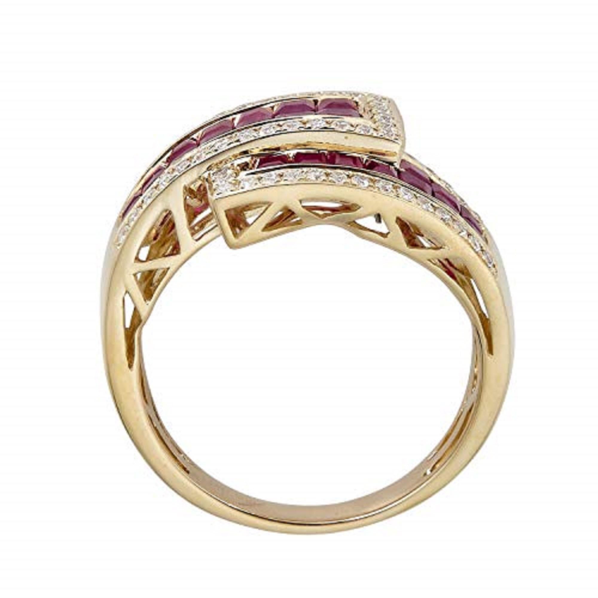 Square Cut Gin & Grace 10K Yellow Gold Mozambique Genuine Ruby Ring with Diamonds for women For Sale