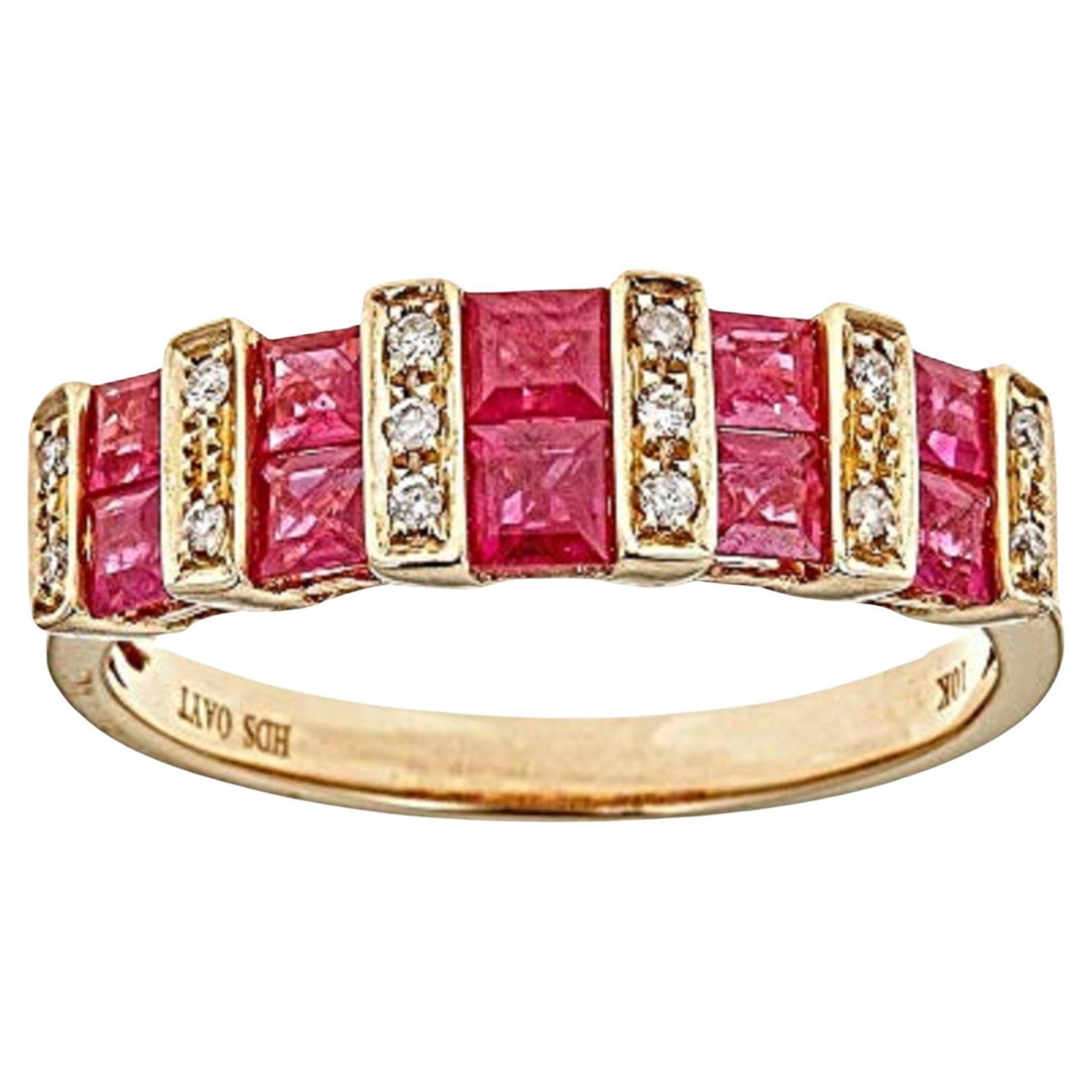 Gin & Grace 10K Yellow Gold Mozambique Genuine Ruby Ring with Diamonds for women