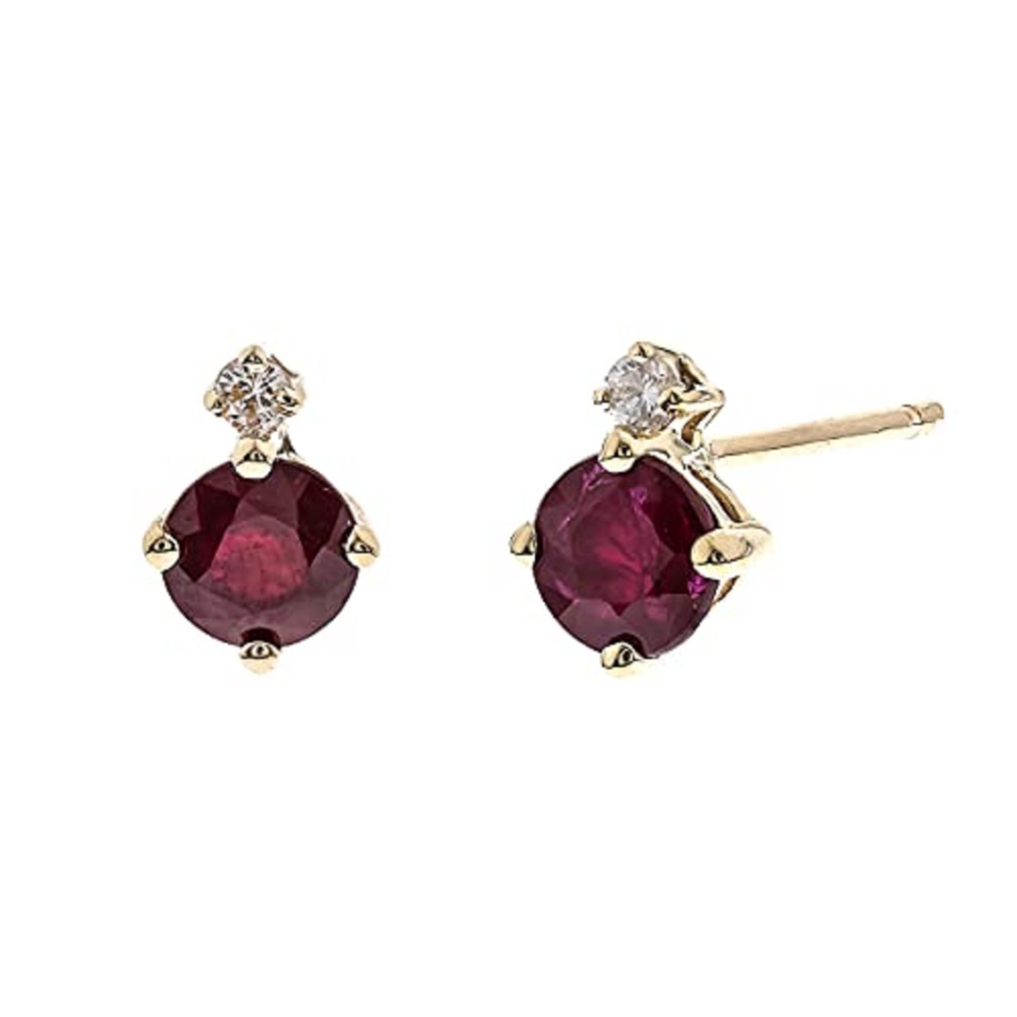 Art Deco Gin & Grace 10K Yellow Gold Mozambique Ruby Earrings with Diamonds for women For Sale