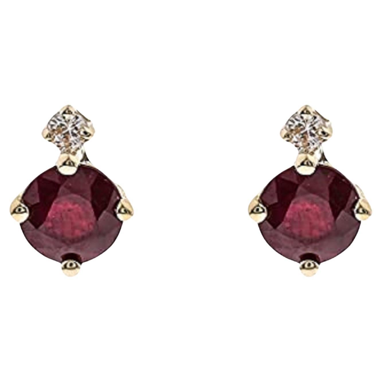 Gin & Grace 10K Yellow Gold Mozambique Ruby Earrings with Diamonds for women