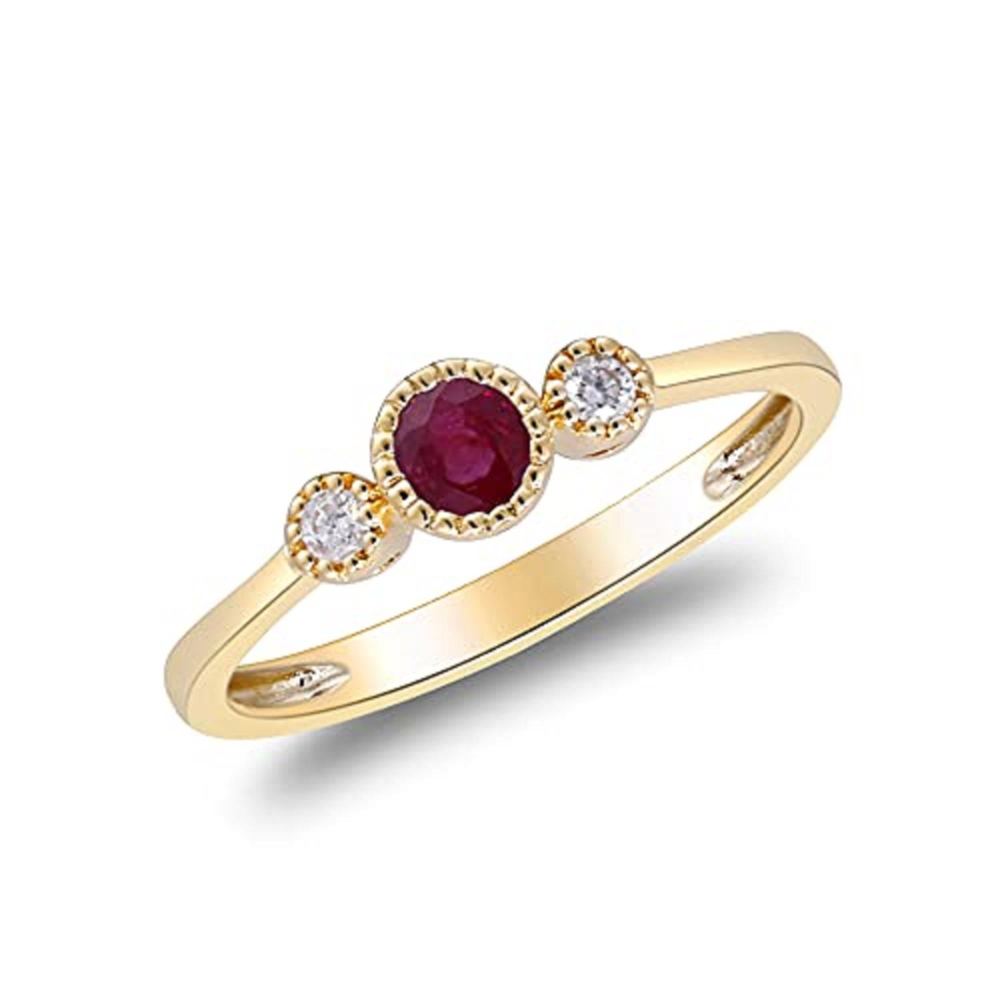 Art Deco  Gin & Grace 10K Yellow Gold Mozambique Ruby Ring with Diamonds for women For Sale