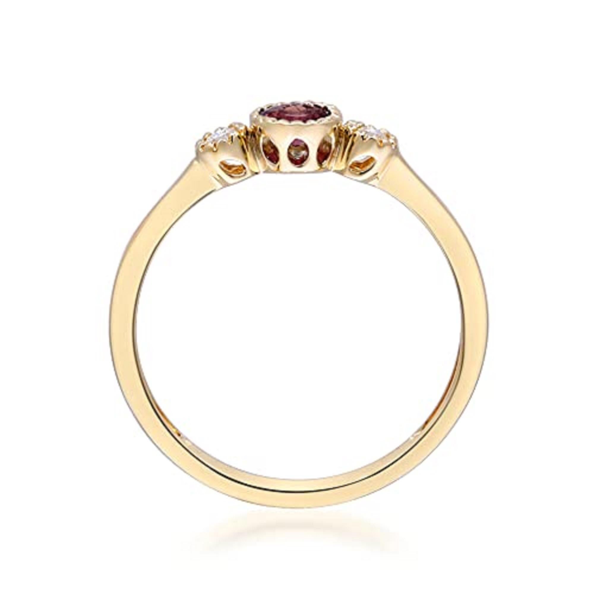Round Cut  Gin & Grace 10K Yellow Gold Mozambique Ruby Ring with Diamonds for women For Sale