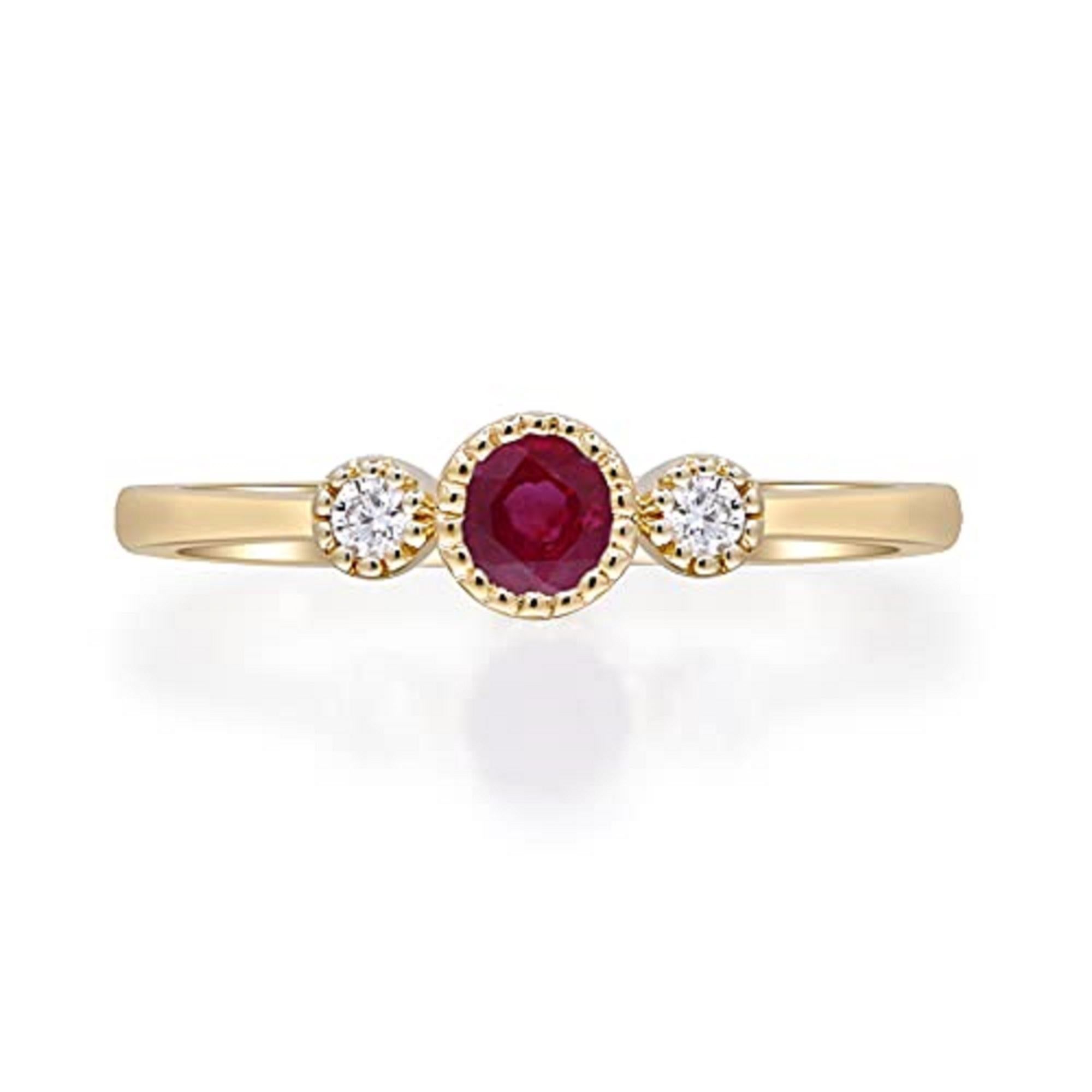  Gin & Grace 10K Yellow Gold Mozambique Ruby Ring with Diamonds for women In New Condition For Sale In New York, NY
