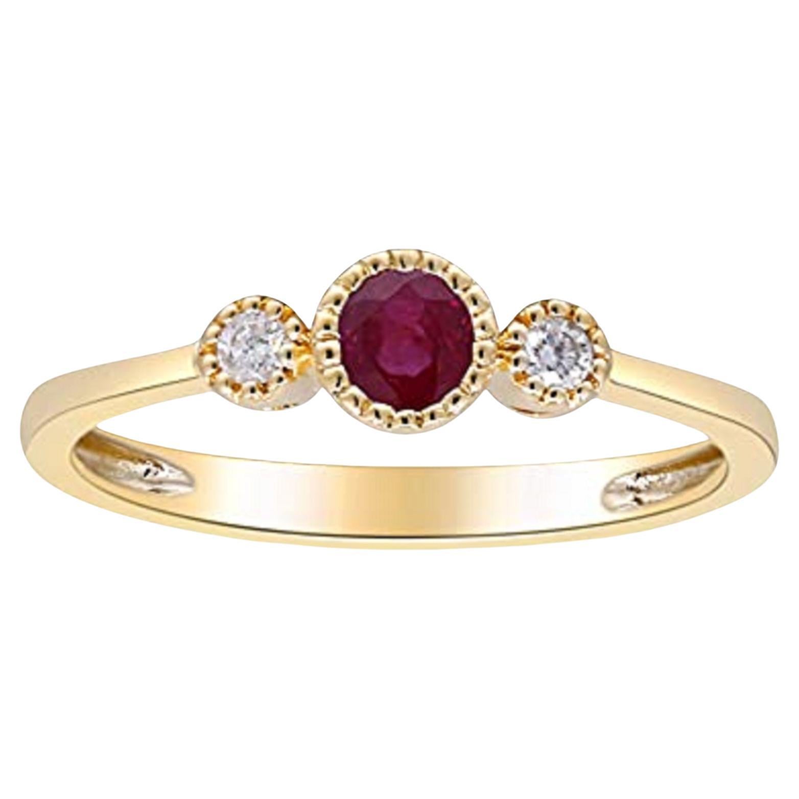  Gin & Grace 10K Yellow Gold Mozambique Ruby Ring with Diamonds for women For Sale