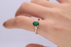 Gin & Grace 10K Yellow Gold Natural Diamond (I1, I2) & Natural Emerald Ring