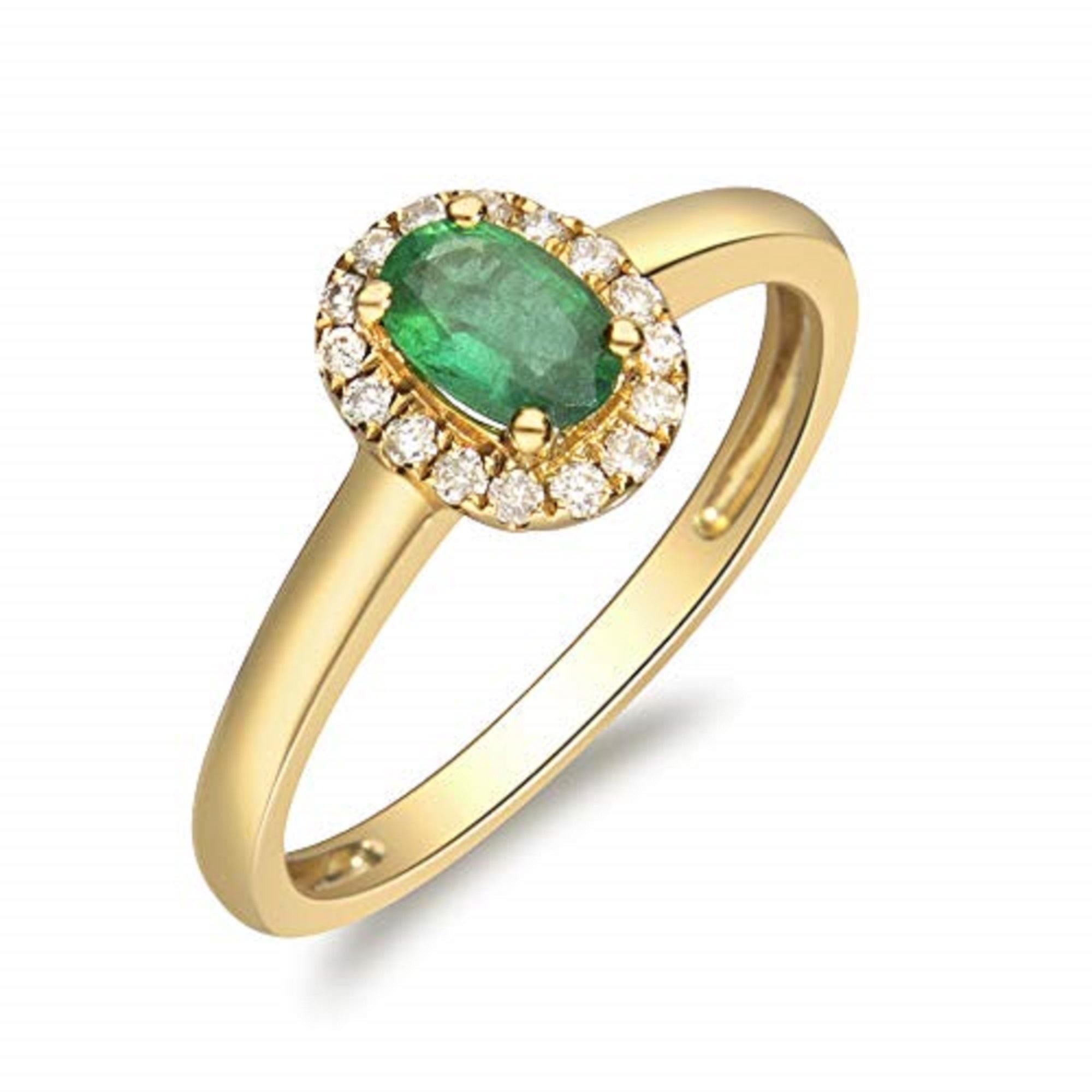 Art Deco Gin & Grace 10K Yellow Gold Natural Diamond & Natural Emerald Engagement Ring For Sale