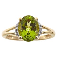 Gin & Grace 10K Yellow Gold Natural Diamond & Peridot Ring for Women
