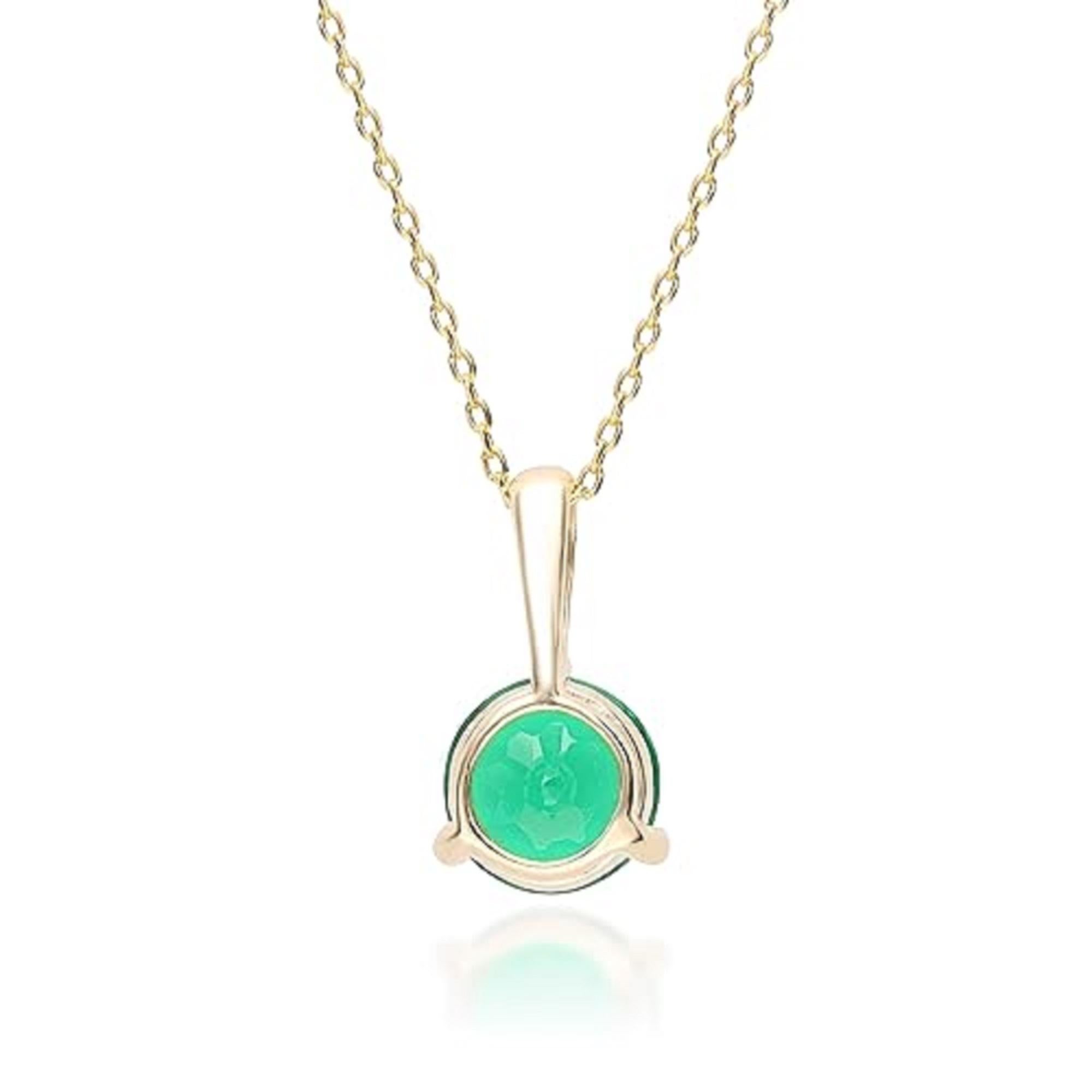 Round Cut Gin & Grace 10K Yellow Gold Natural Emerald Pendant for women For Sale