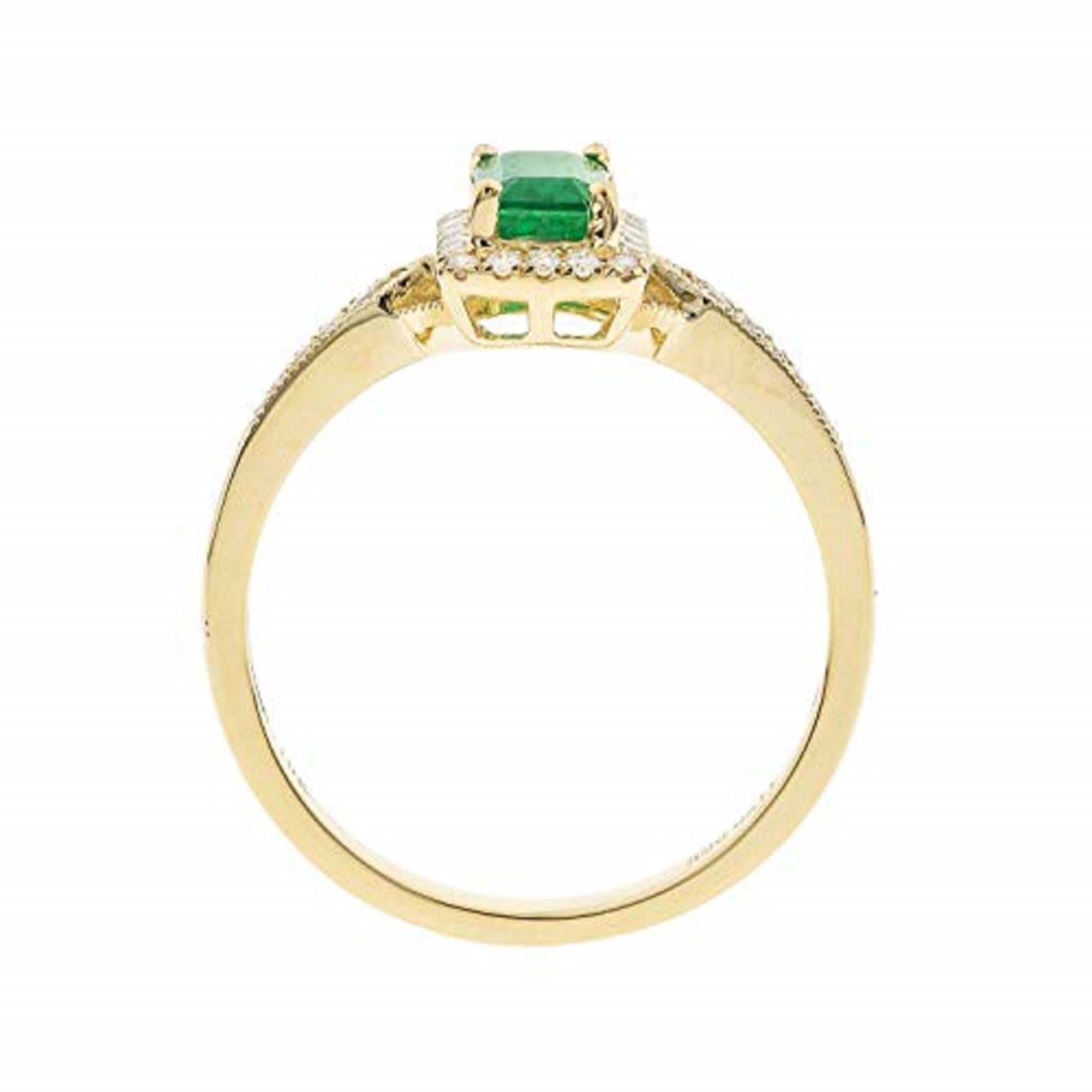 Gin & Grace 10K Yellow Gold Natural Emerald Ring with Natural Diamonds for Women In New Condition For Sale In New York, NY