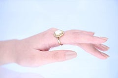 Gin & Grace 10K Yellow Gold Natural Ethiopian Opal Ring with Diamonds for women