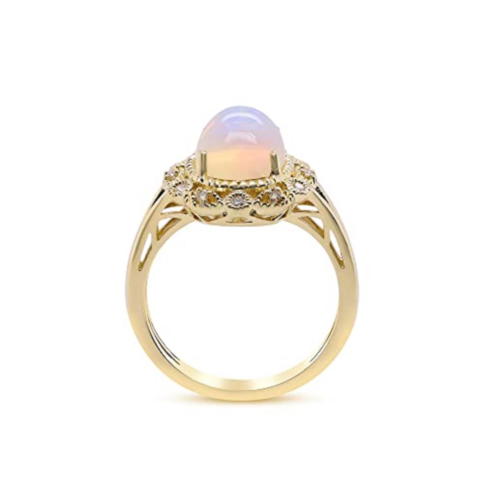 Gin & Grace 10K Yellow Gold Natural Ethiopian Opal Ring with Diamonds for women For Sale 1