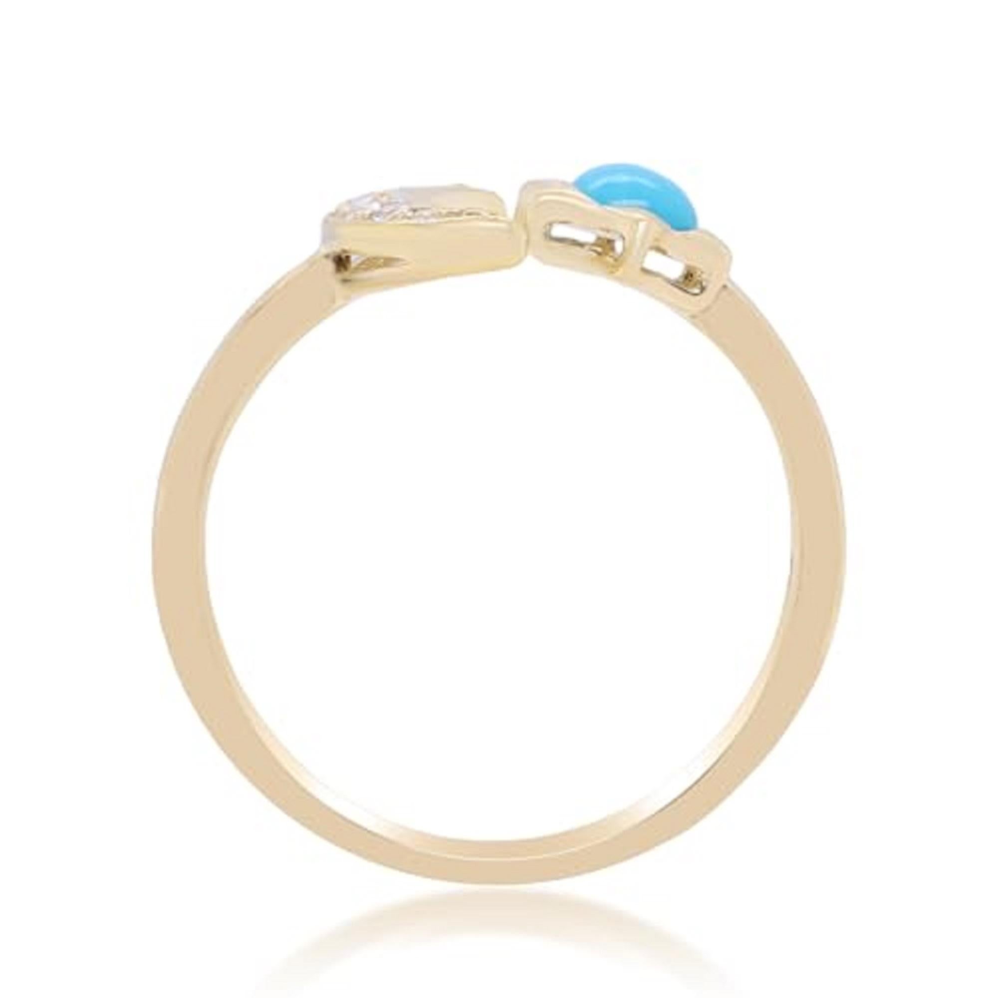 Art Deco Gin & Grace 10K Yellow Gold Natural Sleeping Beauty Turquoise Ring with diamonds For Sale