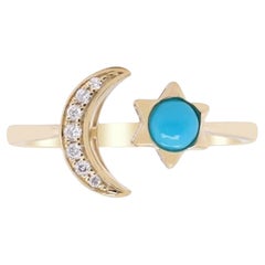 Gin & Grace 10K Yellow Gold Natural Sleeping Beauty Turquoise Ring with diamonds