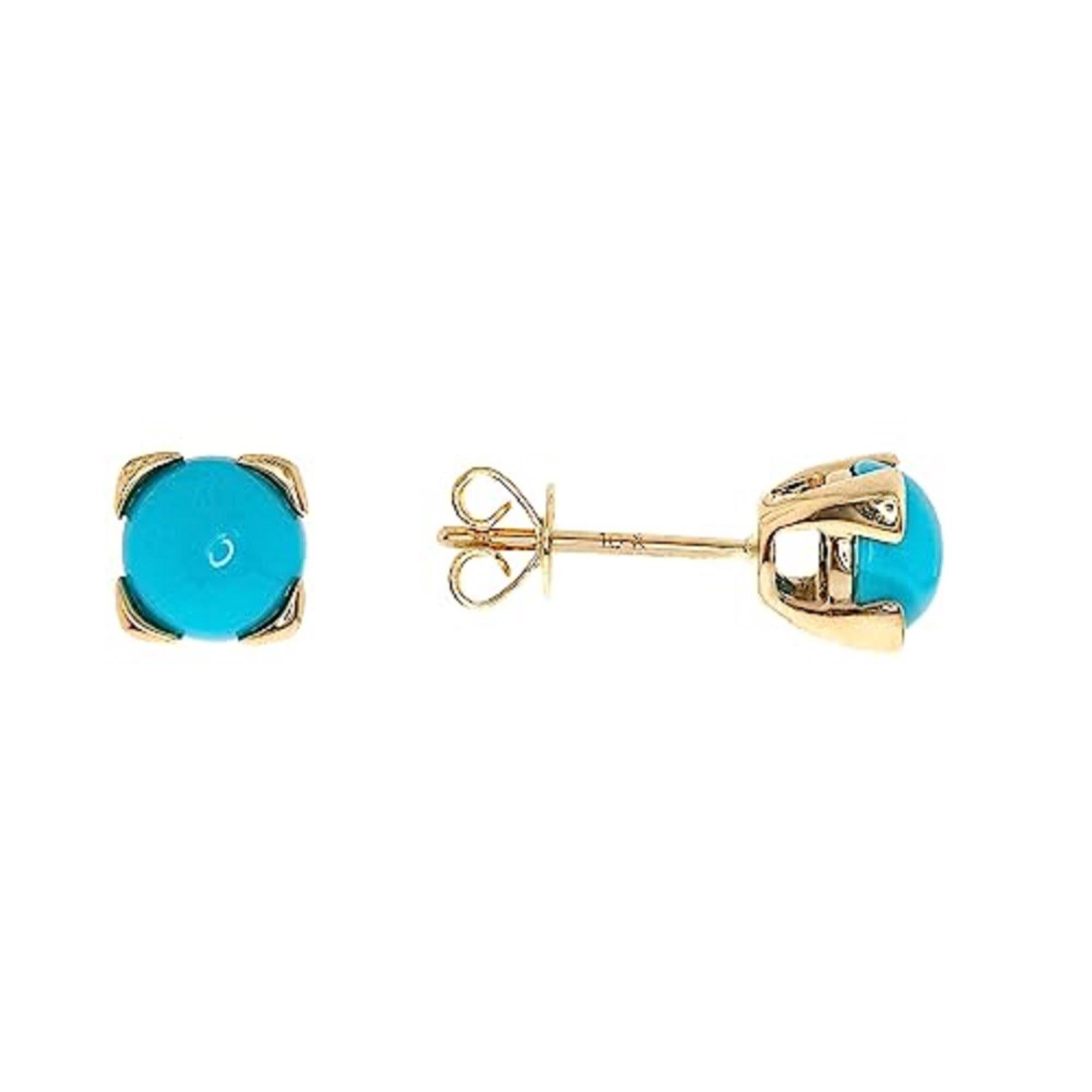 Art Deco Gin & Grace 10K Yellow Gold Natural Sleeping Beuty Turquoise Earring for Women. For Sale