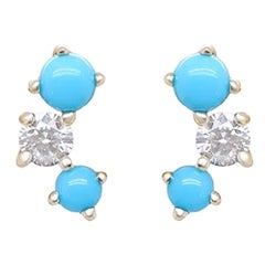 Pendientes Gin & Grace de oro amarillo de 10 quilates con turquesa natural y diamantes para mujer
