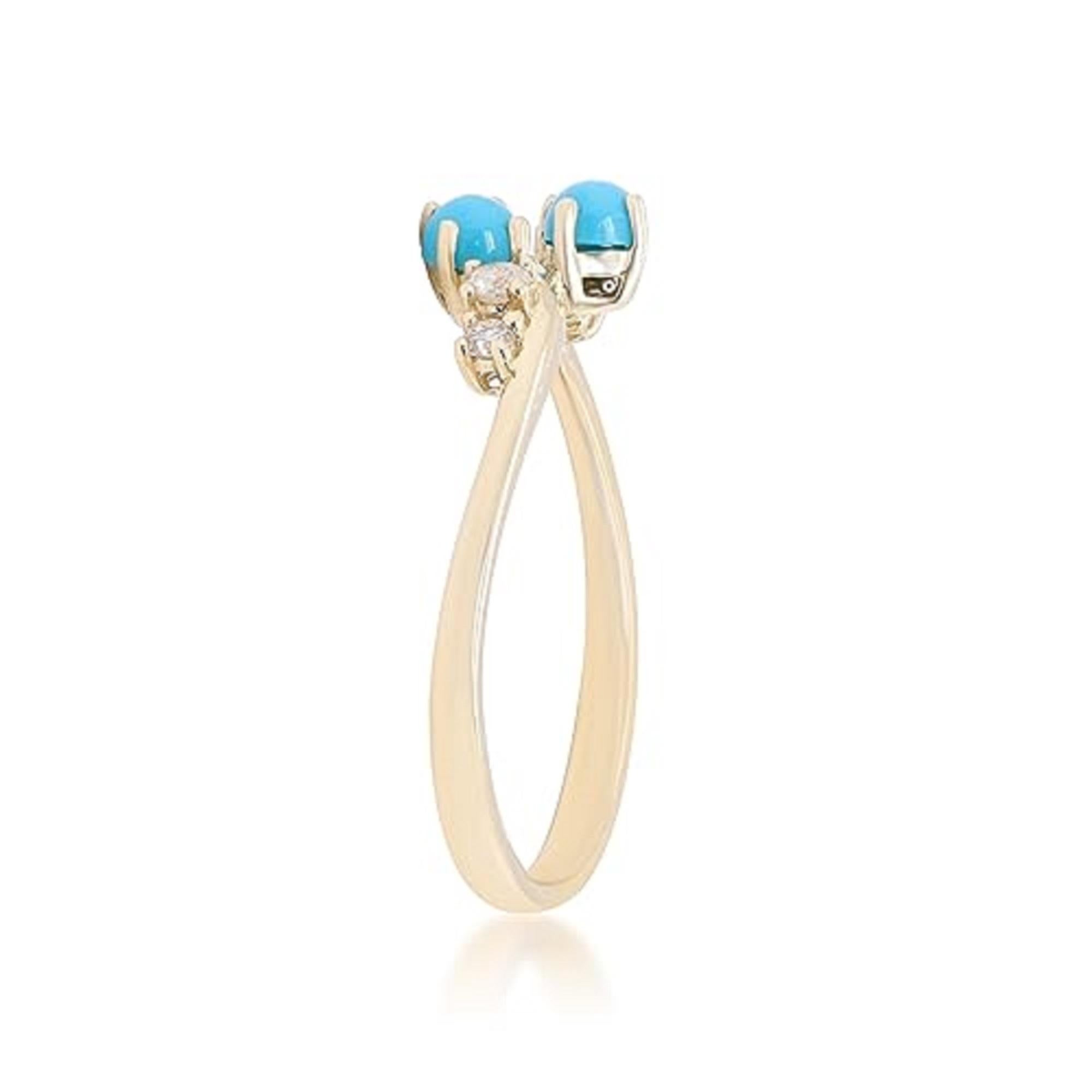 Art Deco Gin & Grace 10K Yellow Gold Natural Turquoise Ring with diamonds For Women For Sale