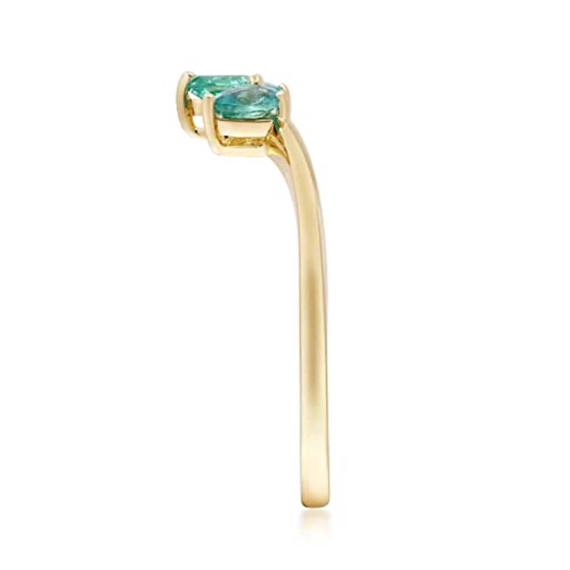 Art Deco Gin & Grace 10K Yellow Gold Natural Zambian Emerald Ring for women For Sale
