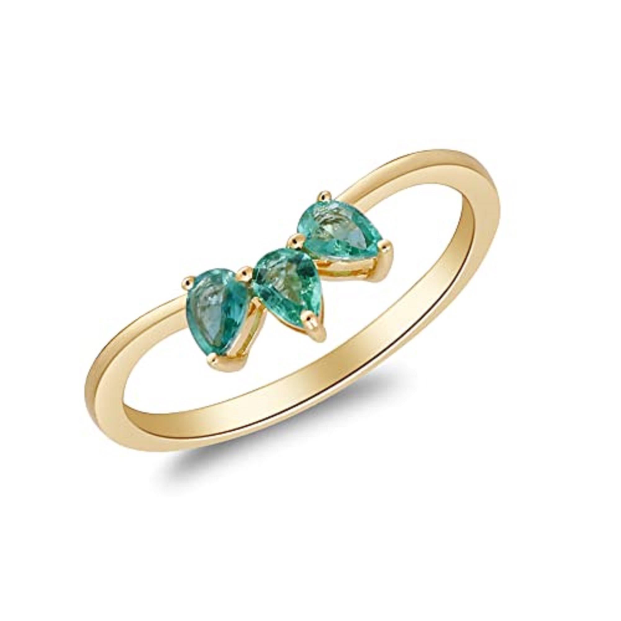 Gin & Grace 10K Yellow Gold Natural Zambian Emerald Ring for women In New Condition For Sale In New York, NY